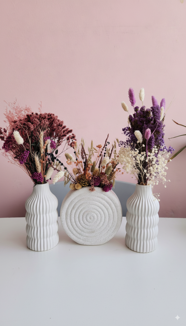 Fuchsia Bouquet with Matt white Vase – Pampasious