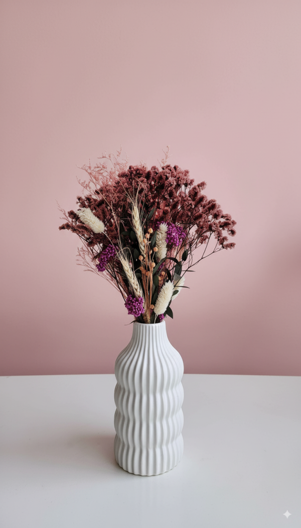 Fuchsia Bouquet with Matt white Vase – Pampasious